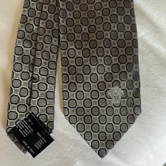 Versace Black and Gray Patterned Tie - Picture 2 of 5